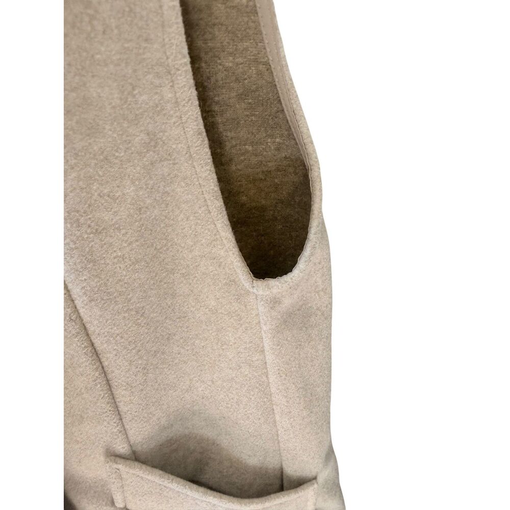 ZARA Soft Beige Double Breasted Sleeveless Long Waistcoat Vest Coat Small - Picture 6 of 8